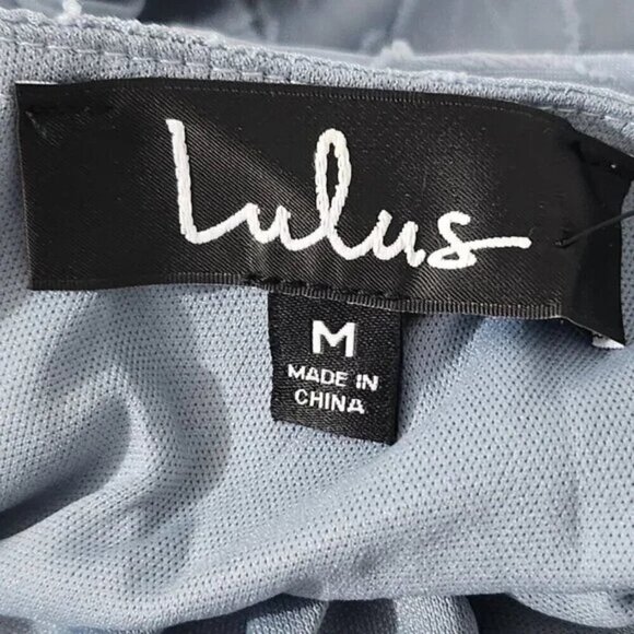 2/$30 Lulus Days of Beauty Dusty Blue Burnout Floral Skater Dress Size M - Picture 5 of 8